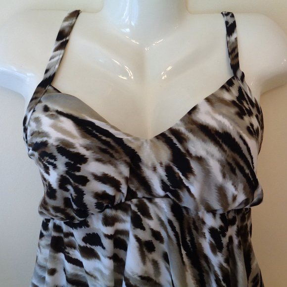 Magicsuit Sheridan Tiered Ruffle Swimsuit 1 PC Black & Brown Go Wild Size 14 NEW - Picture 6 of 7